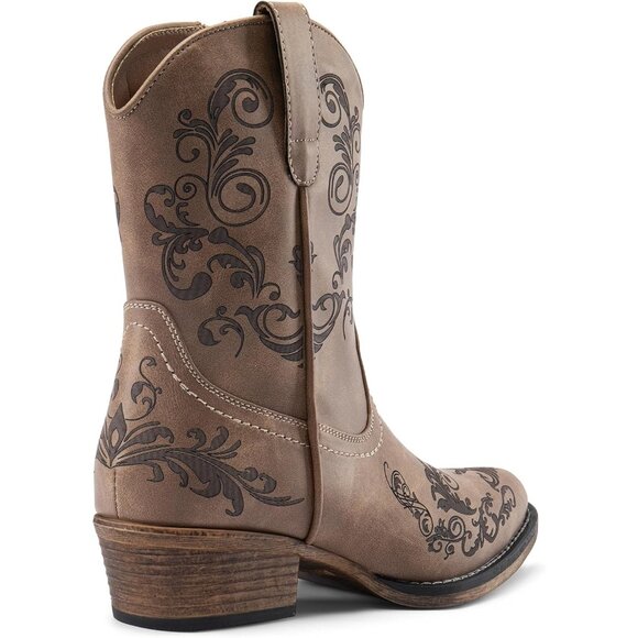 Dream Pairs Women's Brown Western Low Chunky Heels Square Toe Fall Ankle Boots - Picture 3 of 7